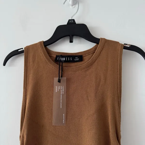 Lioness x Revolve Military Minds Brown Tan Ruched Mini Dress NWT Size XS - Image 4