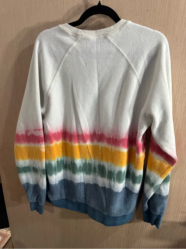 Feat Cozy Tie-Dye Stripe Crewneck Sweater - White with Pink, Yellow, Green, Blue - Image 4