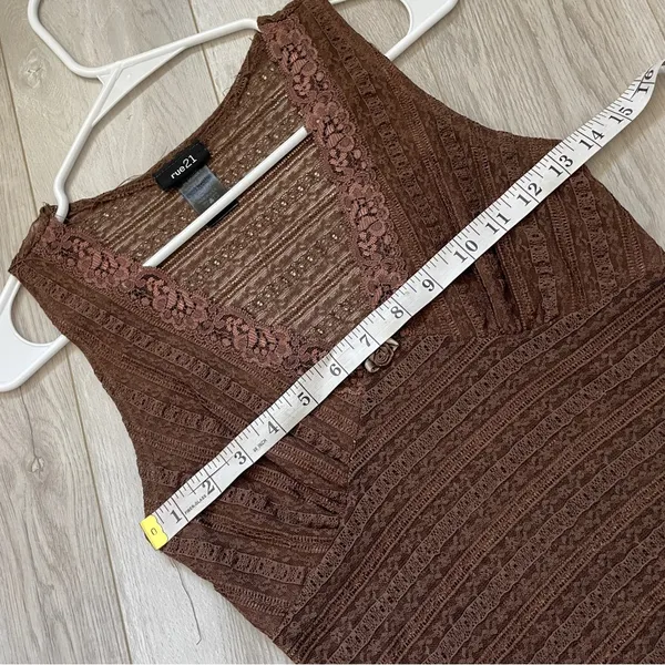 Rue21 Y2K Tank Top lace sheer womens Brown (medium) vintage retro going out - Image 3