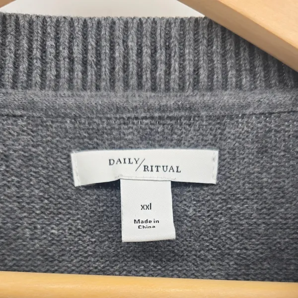 Daily Ritual Sweater Womens XXL Crewneck Gray Cotton Long Sleeve EUC - Image 2