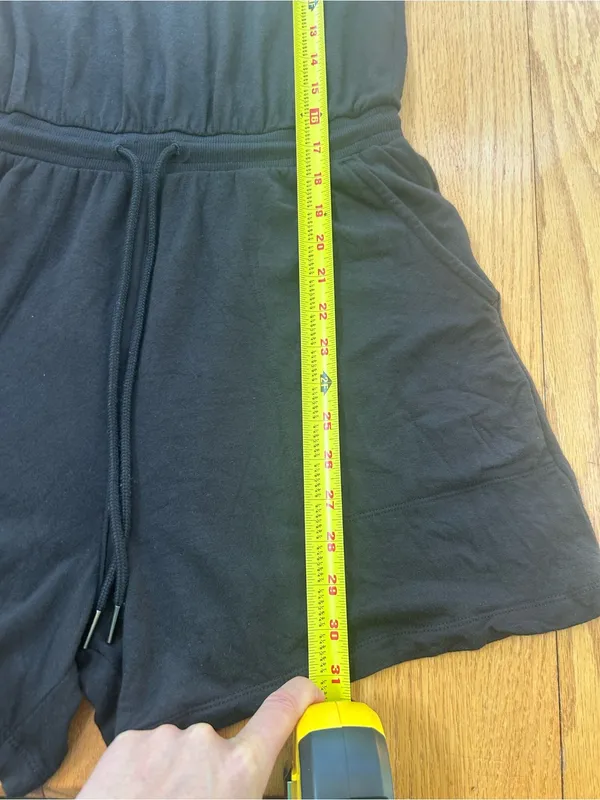 Athleta Balance Sleeveless Romper‎ S Small Black Nirvana Knit Drawstring Pockets - Image 6