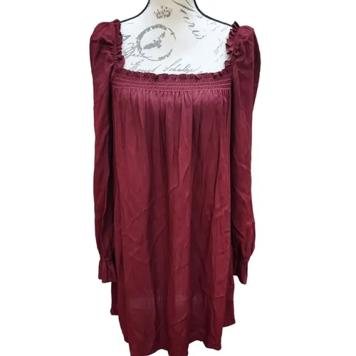 Reformation NWT Hudsen Dress in Plum Burgundy Long‎ Sleeve Smocked Medium - Image 2