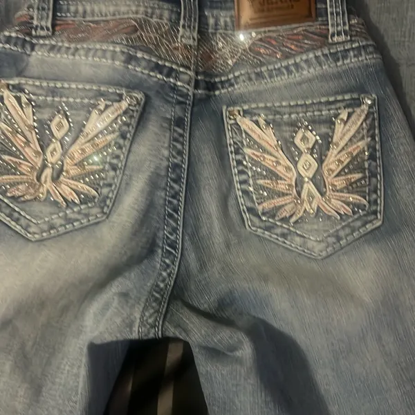 Los Angeles Apparel Embellished Blue Denim‎ Jeans - Image 12
