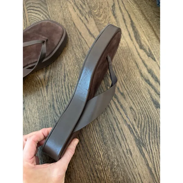 Reformation Eden Platform Flip Flop Espresso Brown Leather Suede Sz 9 NEW $228 - Image 12