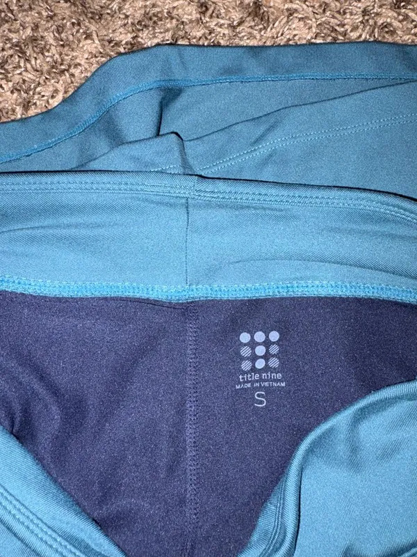 Title Nine Athletic Skort Small Teal Green Black Undershorts Elastic Waist - Image 3