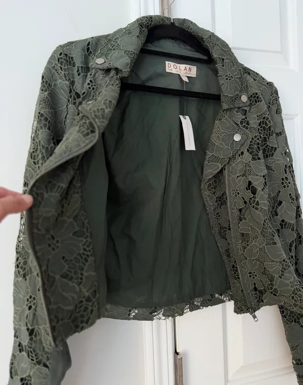 Anthropologie Dolan Lace Moto Jacket, Size M - Image 8