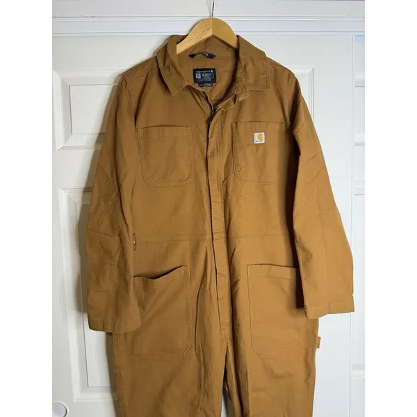 Carhartt Brown Solid Relaxed Fit Coverall Jumpsuit BN6071-W Rugged Flex Canvas - Image 6