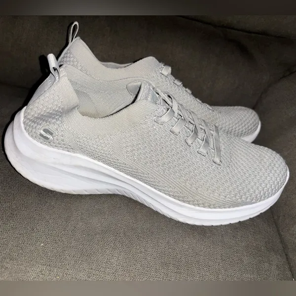 Skechers Light Gray Knit Slip-On Sneakers - Image 6