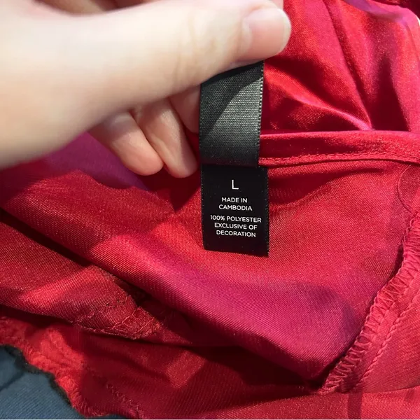 Red Lace Trim Slip Dress Size L - Image 4