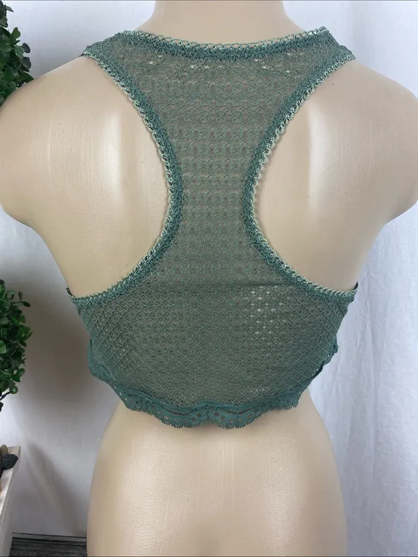 Victoria's Secret Olive Green Sheer Lace Wire Free Bralette Bra Top M - Image 2