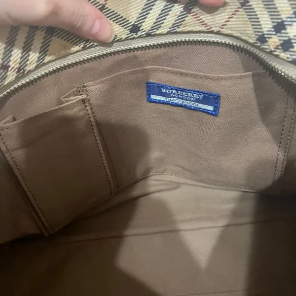 Vintage Burberry Blue Label Tote Hand Bag Nova Check Purse 12x8.5 - Image 9