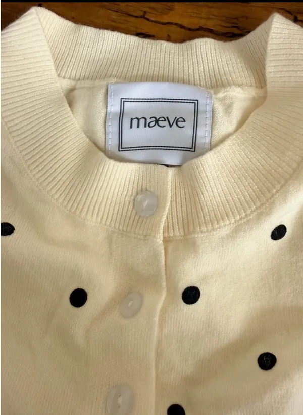 Maeve Cream Cardigan with Black Polka Dots - Image 6