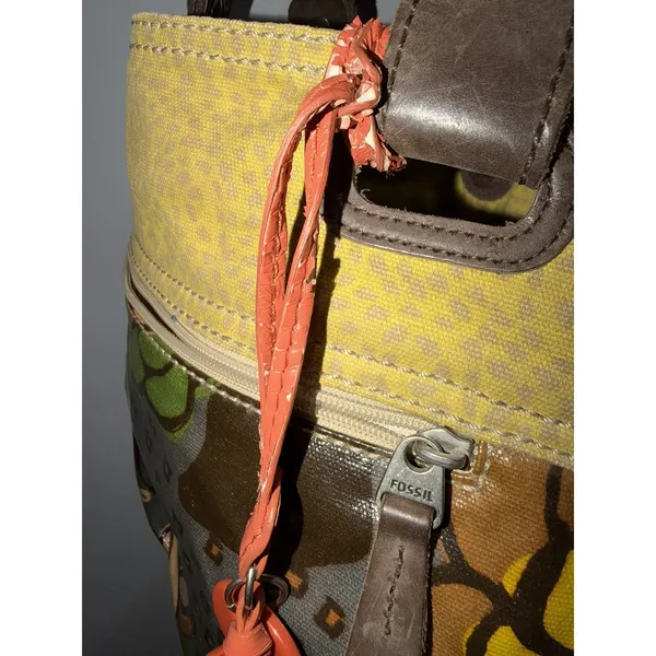 Fossil Key-Per Coated Canvas Tote Handbag Floral Pattern Large Shoulder Bag M - Image 5
