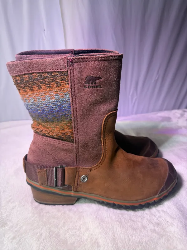 Sorel Women's Brown & Burgundy Leather Suede Mid-Calf Boot - Image 5