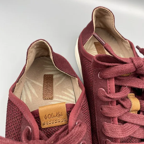 Olukai Shoes Women Size 7.5 Maroon Burgundy Knit Mesh Sneakers Coastal Pehuea Li - Image 10