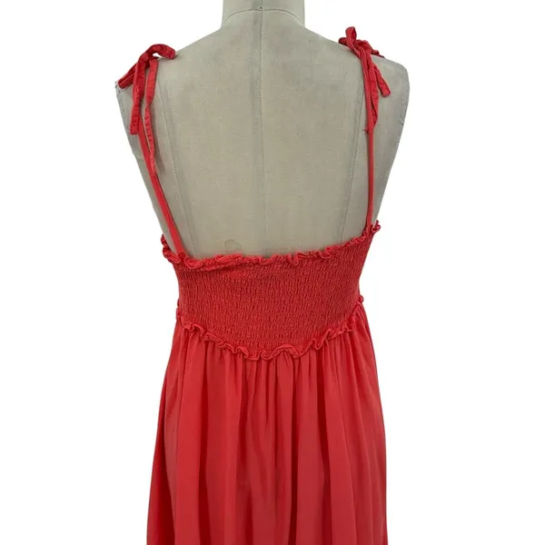 Tuckernuck Pomander Place Shallon‎ Tie Strap Smocked Maxi Dress Coral Size Large - Image 9