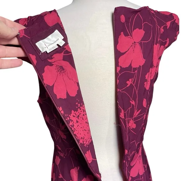 ANTHROPOLOGIE Women’s Cisely Burgundy Floral Trumpet Midi Dress - Image 6