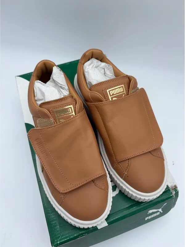 Puma Basket Platform Strap NEW $110 Sneakers Women's Brown Leather Size 6 US - Image 2