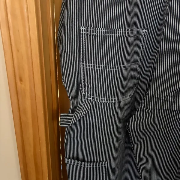 Carhartt Women's Relaxed Fit Denim Railroad Striped Bib Overall XS - Image 8