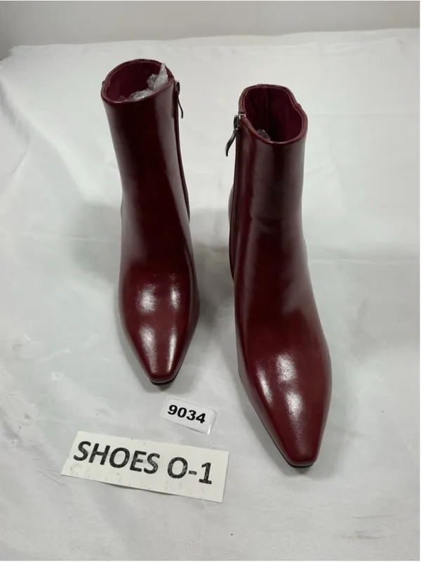 Womans New Ankle Boots Red Size 8 Side Zip Pointed Toe Block Heel - Image 3