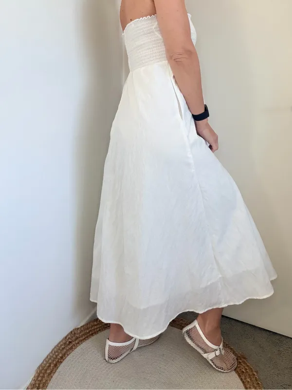 Almina Concept White Smocked Maxi Dress - Image 4