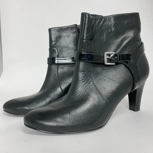 Lauren Ralph Lauren Womens Leather Saida Ankle Boots Booties Buckle Black Sz 10B - Image 6