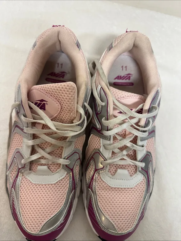 Avia Women's Light Pink and Silver Athletic Running Shoes - Image 9