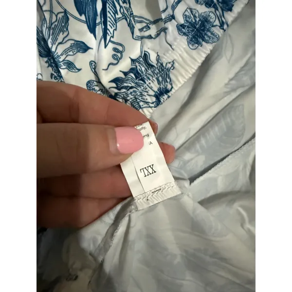 NIB- Blue White Floral Pajama Set Short Sleeve Button Down Shorts XXL - Image 4
