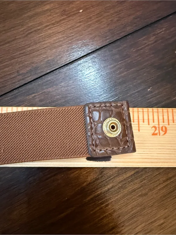 Something Navy Brown Faux-Croc Thin Belt with Gold Ring Accent S/M - Image 8