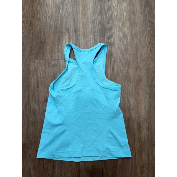 Lululemon Women Turquoise Blue Racerback High Neck Shelf Bra Tank Top 4033 - Image 2