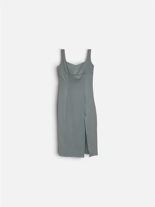 Showpo Pale Blue Scoop Neck Midi Dress with Front Slit - Image 7