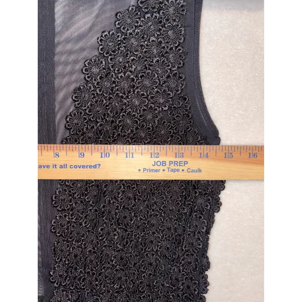 For Love & Lemons Black Sheer Mesh Floral Lace Mini Dress Size M skater daisy‎ - Image 9