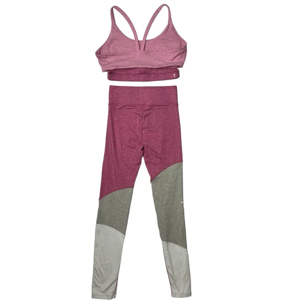We Me Pink Gray Tri Tone Colorblock Workout Yoga Athletic Two Piece Set Size S - Image 2