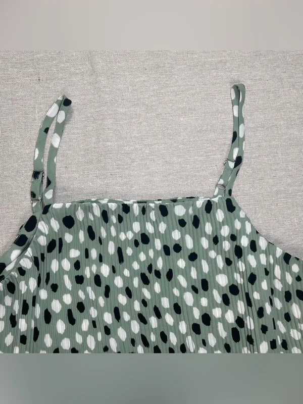 Ann Taylor | Green Dalmation Print Pleated Tank | Small - Image 3