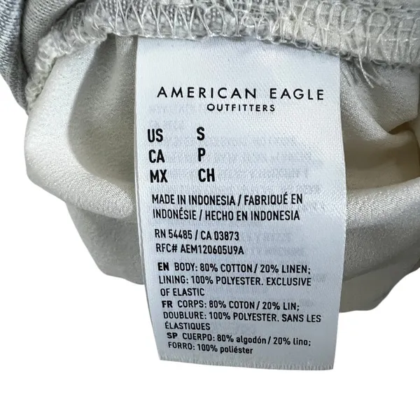 American Eagle Smocked Striped Linen Blend Mini Dress Blue White Boho Size S - Image 6