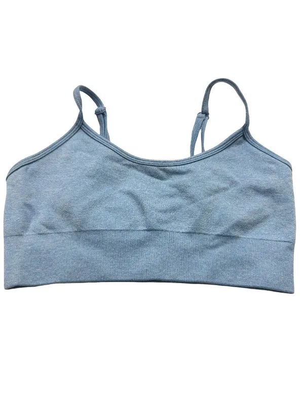 Amazon Brand 2 Piece Blue Ribbed Seamless Bra Set Activewear Crop Small Women's - Image 9