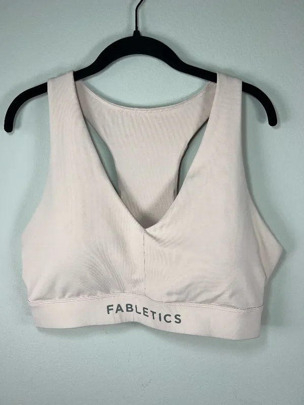 Fabletics On-The-Go Medium Impact Sports Bra Soft Shell Pink Padded Pocket Sz XL - Image 2