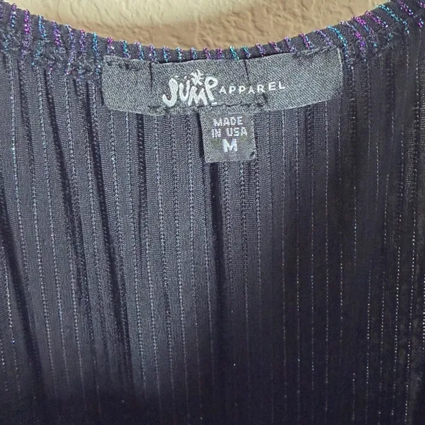 Jump Apparel Womens Metallic Blue Purple Wide Leg Jumpsuit V-Neck Medium USA - Image 5