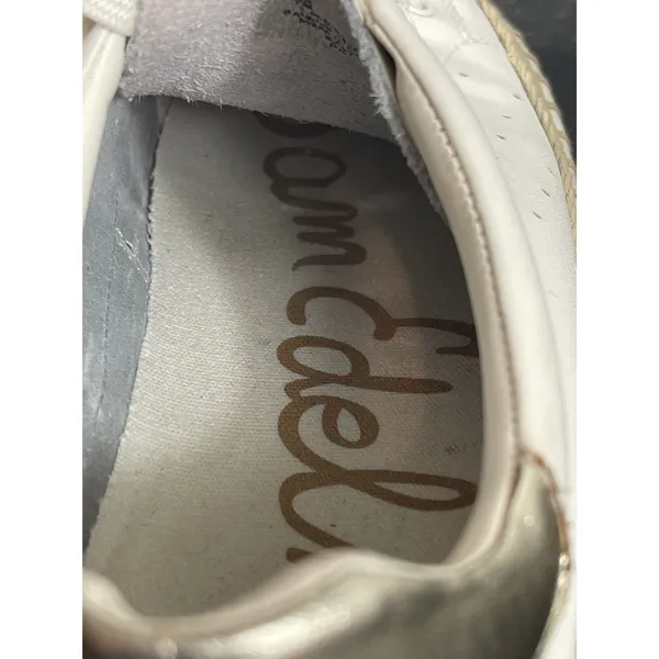 Sam Edelman Kavi Leather Espadrille Platform Sneakers White Lace Up 7M - Image 5