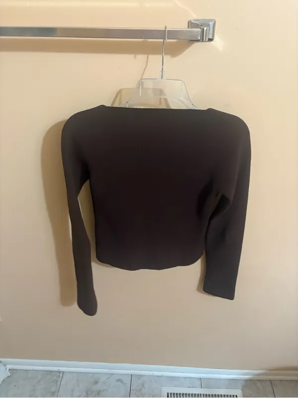 Dissh Paces Ribbed Long Sleeve Top in Brown Size 10 - Image 4