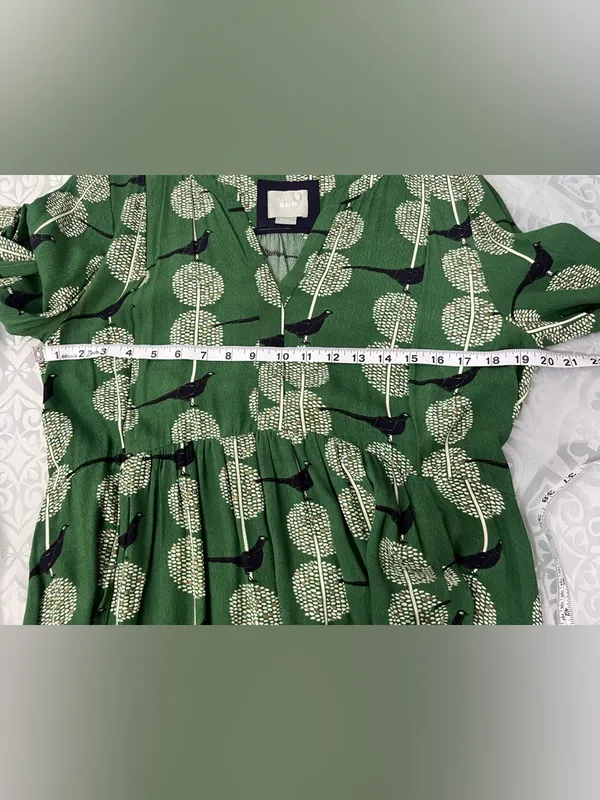 Maeve Green Printed Mini Swing Dress packets and laces at the back adjustment S - Image 8