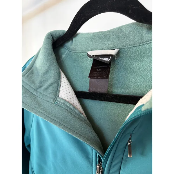 North Face Apex Thermal Teal Jacket Zip Up Outdoor Active Hiking Womens Large - Image 4