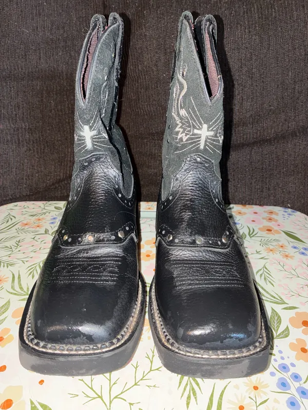 Justin Women’s Black Leather Western Boots US Size 7.5 - Image 2