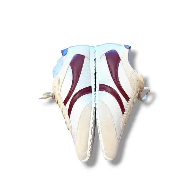 Bibi Lou Mizar Sneakers‎ Women 39 Cream Burgundy Suede Mesh Retro Trainers NEW - Image 4