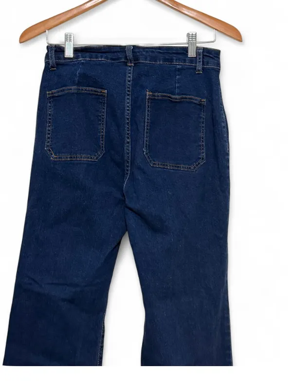 PWEST Women’s Dark Wash High Rise Wide Leg Flare Jeans Size M - Image 10