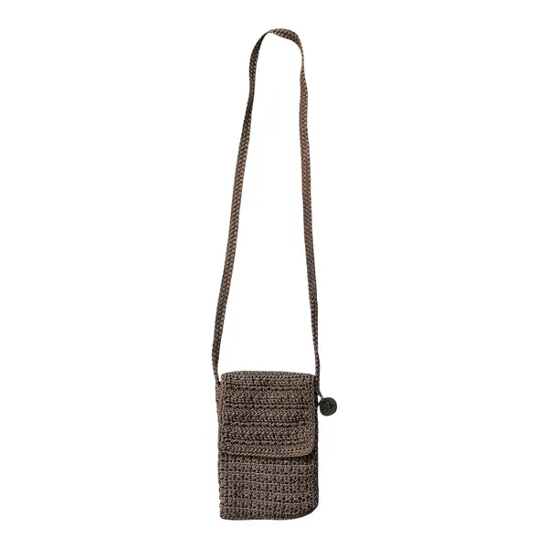 Vintage 90’s The SAK Crochet Bag Y2K Crossbody Shoulder Purse Brown Zip 5.5x7.5 - Image 2