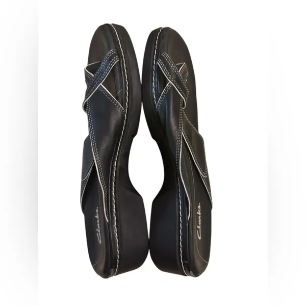 Clarks Black Leather Thong/Flip-Sandals Women’s Comfortable Everyday Style Sz 9‎ - Image 8