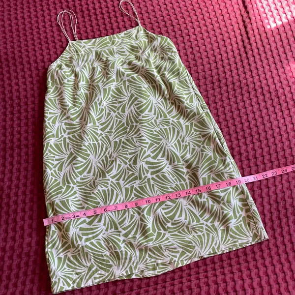 Monteau Los Angeles Women’s S Green Botanical Leaf Print Linen Blend Mini Dress - Image 8