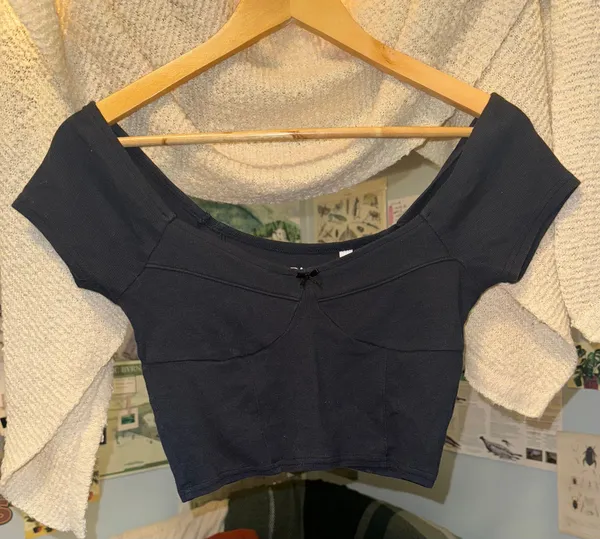PAC Corset Bow Crop Top Black Size M - Image 2