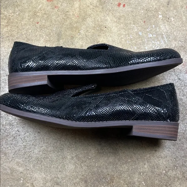Lucky Brand Elafina Black leather snake printSlip-On Loafers Size: 7.5 - Image 4